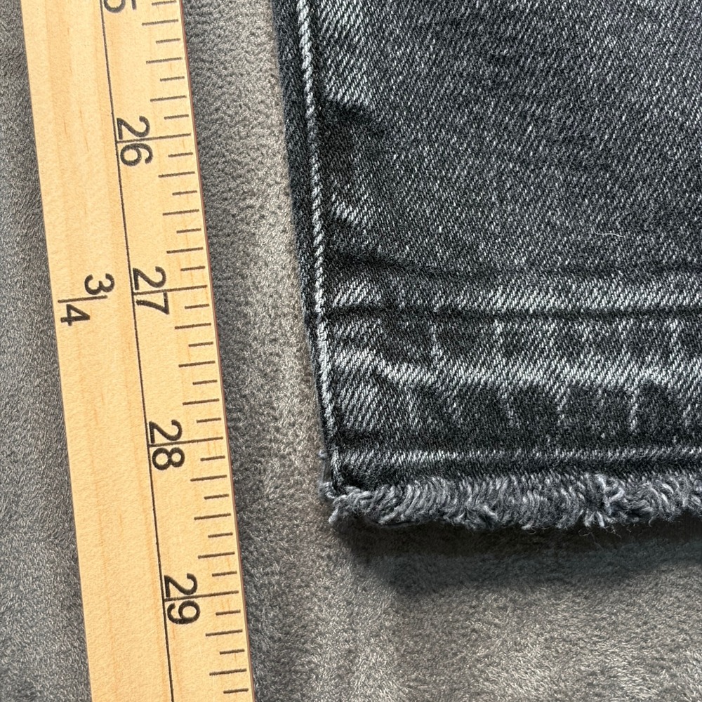 LOFT The Wide Leg Jeans Womens 30/10 Black High Rise Raw Hem Frayed Faded Denim - Picture 10 of 11